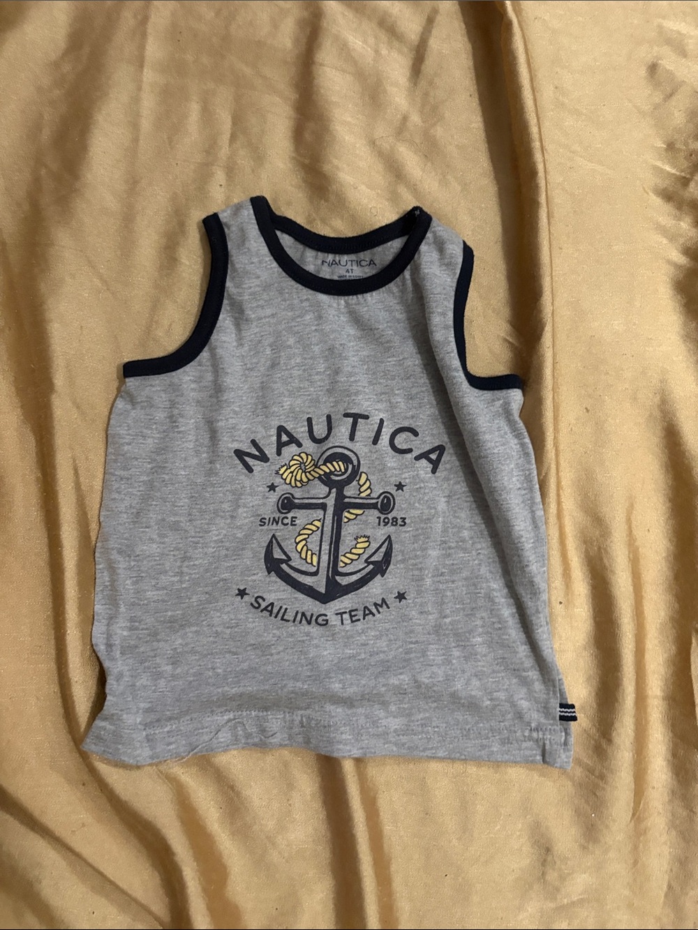Kids Nautica Gray Tank Top with Black Trim & Anchor Graphic
